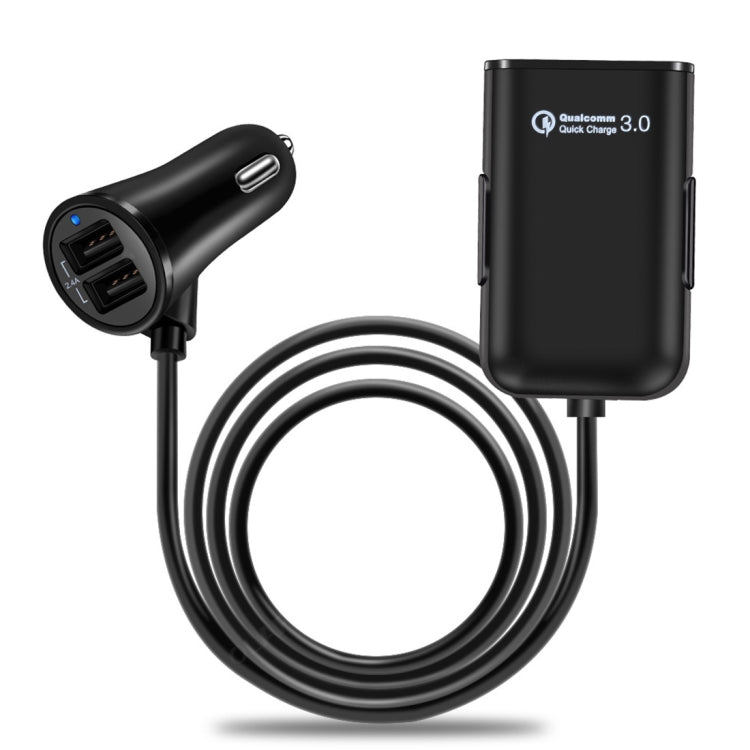 HMQ-C801 1.8m 8A Max 4 Ports USB Car Charger with Extending USB HUB for Front & Back Seat Charging (Black) - Car Charger by PMC TechLife | Online Shopping South Africa | PMC TechLife