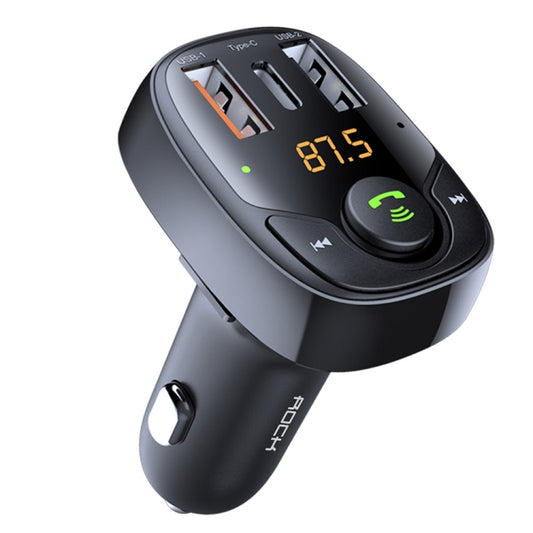 ROCK B301 Dual USB + PD Bluetooth 5.0 FM Transmitter & Car Charger, Support TF Card / U-disk(Black) - free shipping - PMC Jewellery - Order now!
