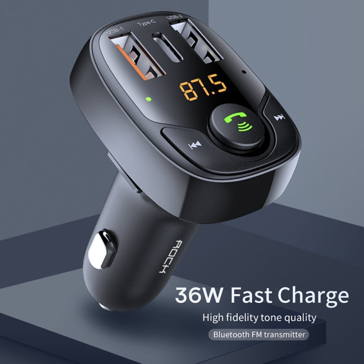ROCK B301 Dual USB + PD Bluetooth 5.0 FM Transmitter & Car Charger, Support TF Card / U-disk(Black) - free shipping - PMC Jewellery - Order now!