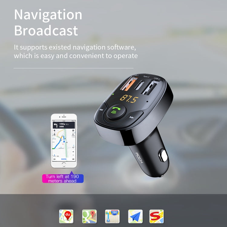 ROCK B301 Dual USB + PD Bluetooth 5.0 FM Transmitter & Car Charger, Support TF Card / U-disk(Black) - free shipping - PMC Jewellery - Order now!
