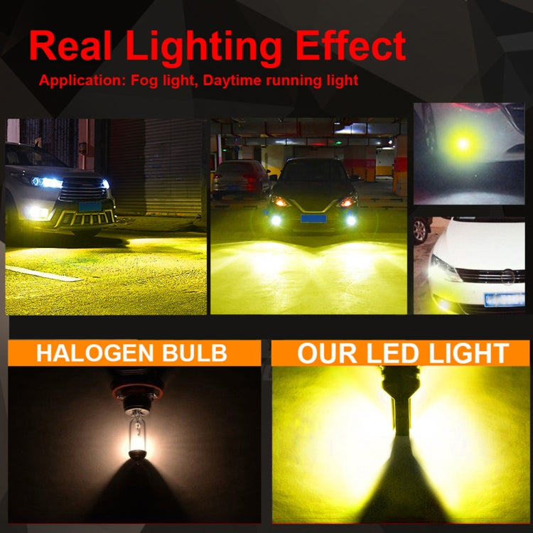 2 PCS H11 / H8 DC12V-24V / 12W / 3000K / 800LM 12LEDs SMD-3030 Car LED Fog Light (Yellow Light) - Fog / Driving Lights by PMC TechLife | Online Shopping South Africa | PMC TechLife