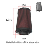 Universal Air Filter Protective Cover High Flow Air Intake Filters Water-resistant Oilproof Dustproof Sheet, Size: 24 x 15 x 12cm
