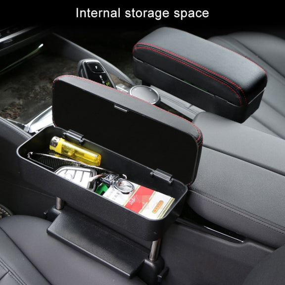 Universal Car Wireless Qi Standard Charger PU Leather Wrapped Armrest Box Cushion Car Armrest Box Mat with Storage Box (Black Red)