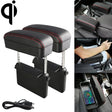 2 PCS Universal Car Wireless Qi Standard Charger PU Leather Wrapped Armrest Box Cushion Car Armrest Box Mat with Storage Box (Black Red) - free shipping - PMC TechLife - Order now!