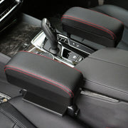 2 PCS Universal Car Wireless Qi Standard Charger PU Leather Wrapped Armrest Box Cushion Car Armrest Box Mat with Storage Box (Black Red)