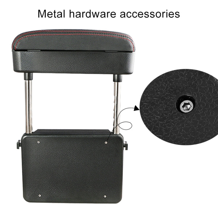 2 PCS Universal Car Wireless Qi Standard Charger PU Leather Wrapped Armrest Box Cushion Car Armrest Box Mat with Storage Box (Black Red)
