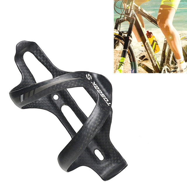 TOSEEK Matte Full Carbon Fiber Road Bicycle Water Bottle Holder (Grey)