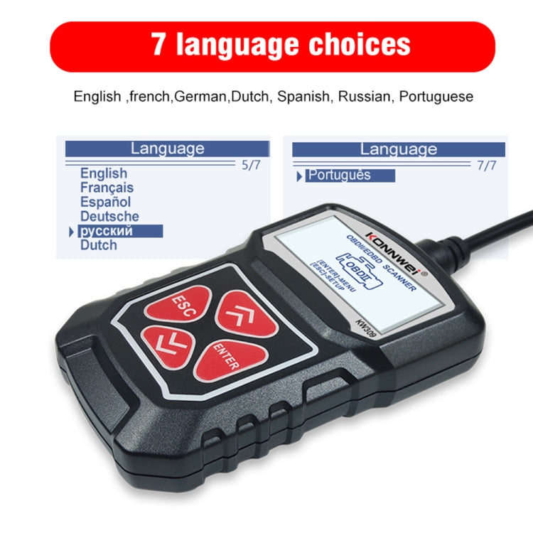 KONNWEI KW309 V309 V310 MS309 Code Reader OBD2 Scanner Diagnostic Tool(Black) - Code Readers & Scan Tools by KONNWEI | Online Shopping South Africa | PMC Jewellery | Buy Now Pay Later Mobicred