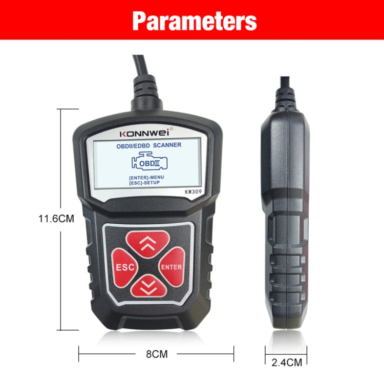 KONNWEI KW309 V309 V310 MS309 Code Reader OBD2 Scanner Diagnostic Tool(Black) - Code Readers & Scan Tools by KONNWEI | Online Shopping South Africa | PMC Jewellery | Buy Now Pay Later Mobicred