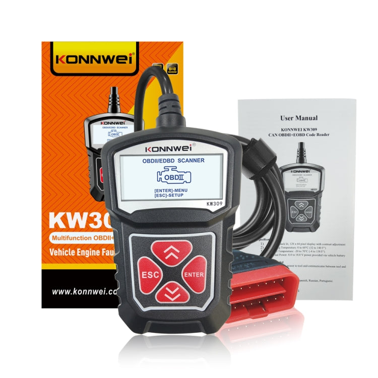 KONNWEI KW309 V309 V310 MS309 Code Reader OBD2 Scanner Diagnostic Tool(Black) - Code Readers & Scan Tools by KONNWEI | Online Shopping South Africa | PMC Jewellery | Buy Now Pay Later Mobicred