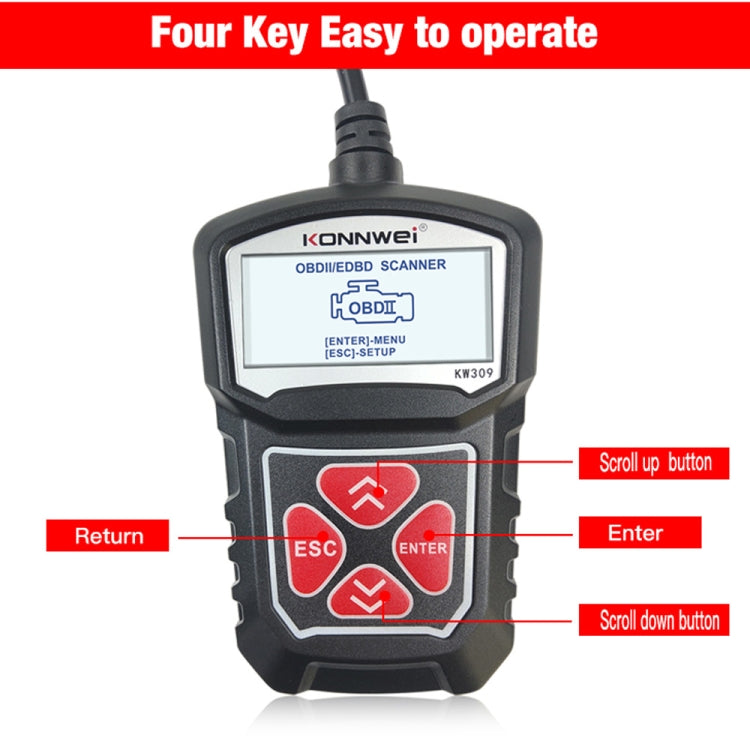 KONNWEI KW309 V309 V310 MS309 Code Reader OBD2 Scanner Diagnostic Tool(Black) - Code Readers & Scan Tools by KONNWEI | Online Shopping South Africa | PMC Jewellery | Buy Now Pay Later Mobicred