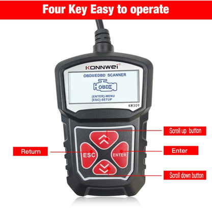KONNWEI KW309 V309 V310 MS309 Code Reader OBD2 Scanner Diagnostic Tool(Black) - Code Readers & Scan Tools by KONNWEI | Online Shopping South Africa | PMC Jewellery | Buy Now Pay Later Mobicred
