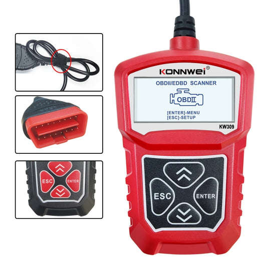 KONNWEI KW309 V309 V310 MS309 Code Reader OBD2 Scanner Diagnostic Tool(Red) - free shipping - PMC Jewellery - Order now!
