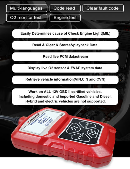 KONNWEI KW309 V309 V310 MS309 Code Reader OBD2 Scanner Diagnostic Tool(Red) - free shipping - PMC Jewellery - Order now!