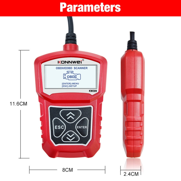 KONNWEI KW309 V309 V310 MS309 Code Reader OBD2 Scanner Diagnostic Tool(Red) - free shipping - PMC Jewellery - Order now!