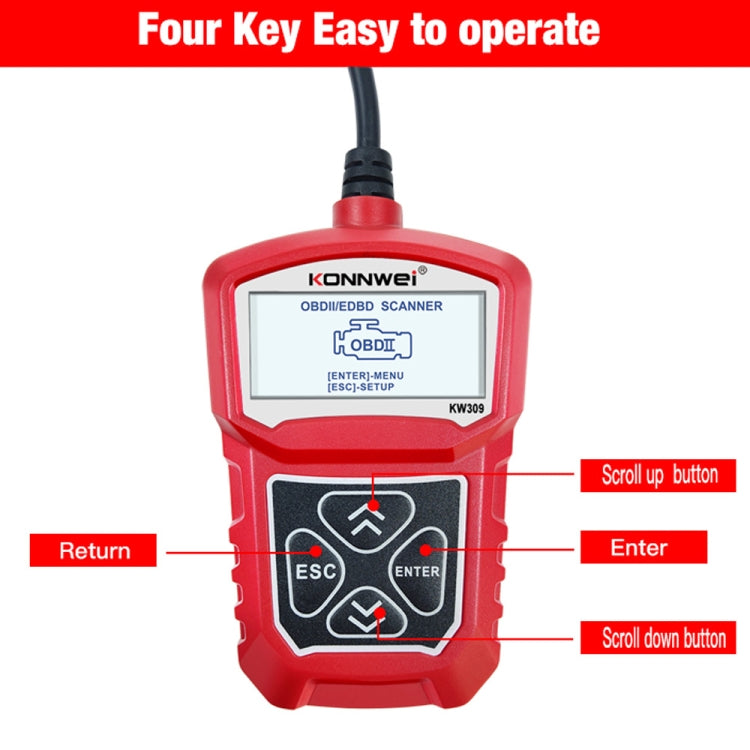 KONNWEI KW309 V309 V310 MS309 Code Reader OBD2 Scanner Diagnostic Tool(Red) - free shipping - PMC Jewellery - Order now!