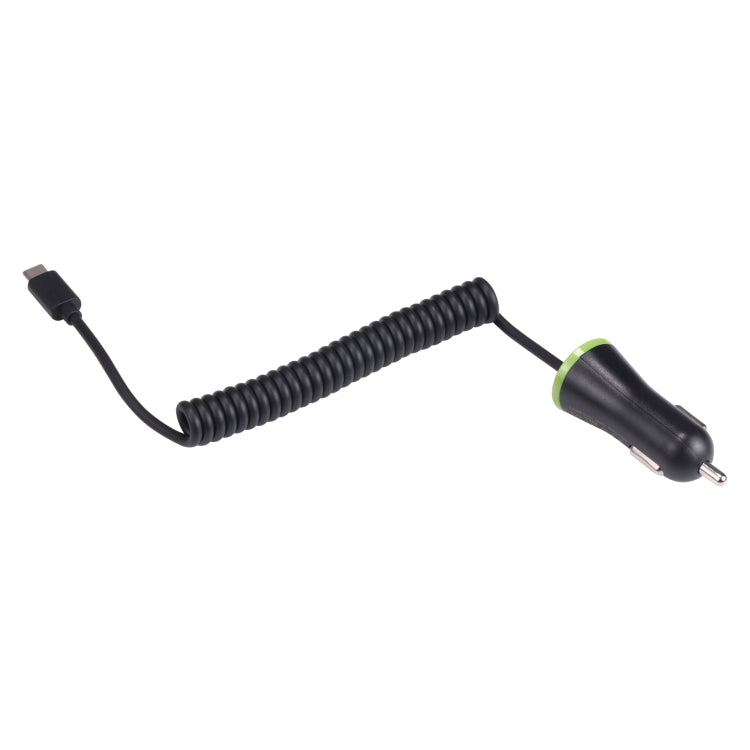 17W 3.4A Mini USB Car Charger with USB-C / Type-C Spring Cable - Car Charger by PMC TechLife | Online Shopping South Africa | PMC TechLife