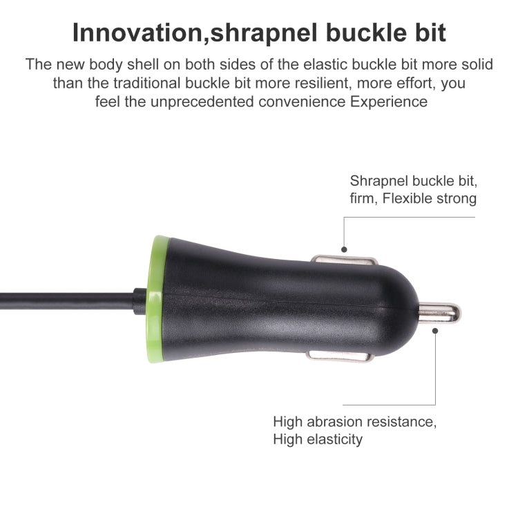 17W 3.4A Mini USB Car Charger with 8 Pin Spring Cable - Car Charger by PMC TechLife | Online Shopping South Africa | PMC TechLife