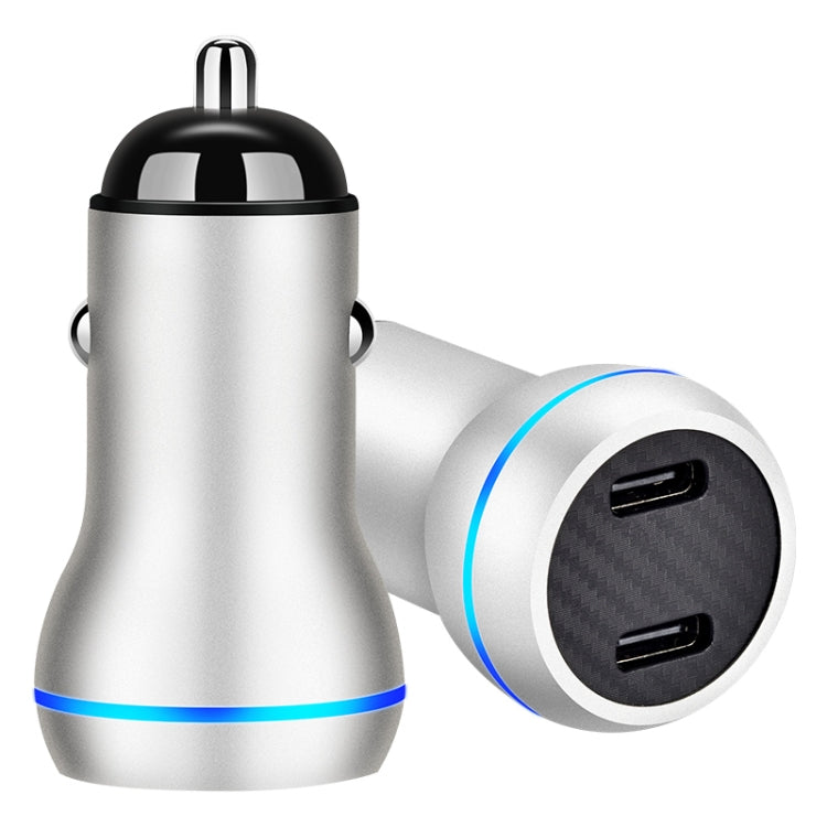 ACC-580 PD 40W Dual Type-C / USB-C Ports Fast Charging Car Charger(Silver) - Car Charger by PMC TechLife | Online Shopping South Africa | PMC TechLife