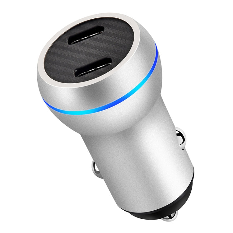 ACC-580 PD 40W Dual Type-C / USB-C Ports Fast Charging Car Charger(Silver) - Car Charger by PMC TechLife | Online Shopping South Africa | PMC TechLife