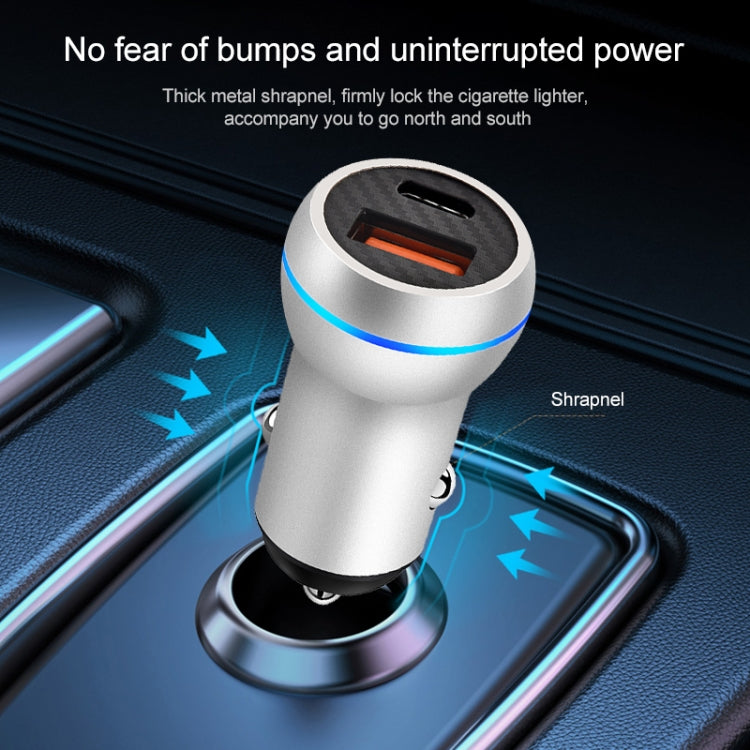ACC-581 PD 20W + QC3.0 Type-C / USB-C + USB Fast Charging Car Charger (Silver)