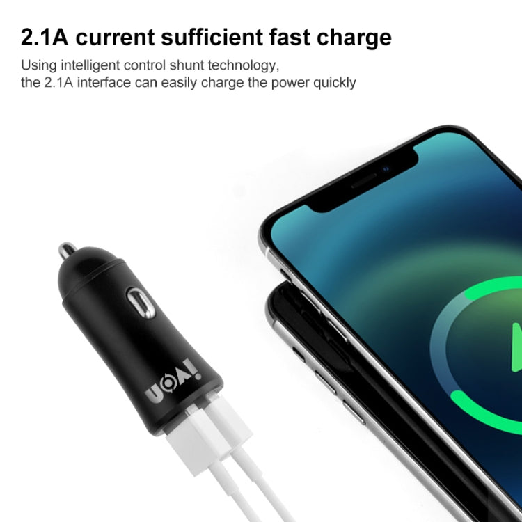 IVON CC26 5V 2.1A Dual USB Port Mini Car Charger (Grey) - Car Charger by IVON | Online Shopping South Africa | PMC TechLife