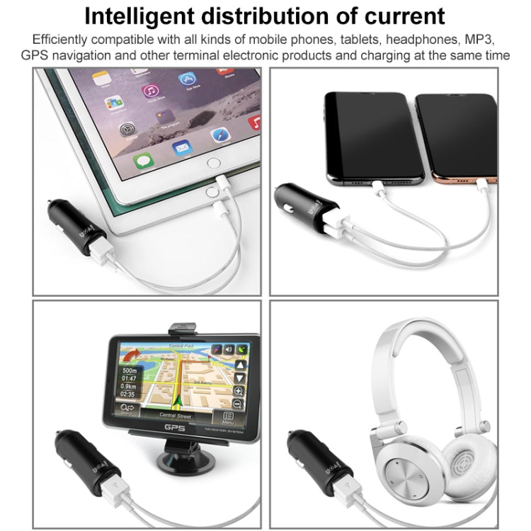 IVON CC26 5V 2.1A Dual USB Port Mini Car Charger (Grey) - Car Charger by IVON | Online Shopping South Africa | PMC TechLife