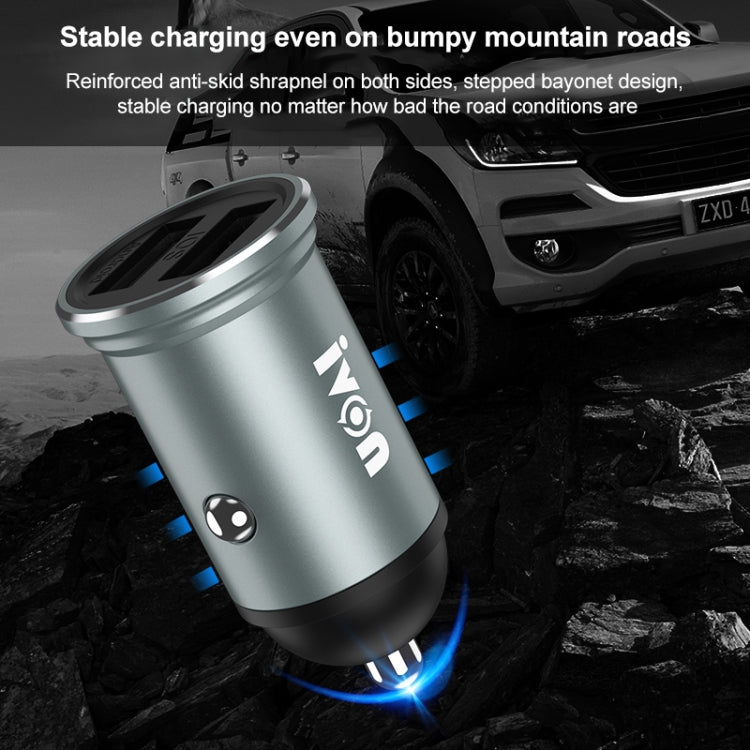 IVON CC37 15W 3.1A Dual USB Mini Car Charger + 1m USB to Micro USB Fast Charge Data Cable Set - Car Charger by IVON | Online Shopping South Africa | PMC TechLife