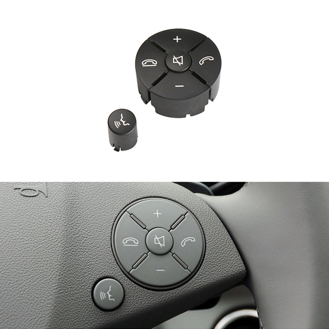 Car Right Side Steering Wheel Switch Buttons Panel for Mercedes-Benz W204 2007-2014, Left Driving(Black)