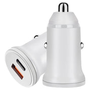 PD 20W USB-C / Type-C + QC 3.0 USB Interface Fast Charging Car Charger (White)