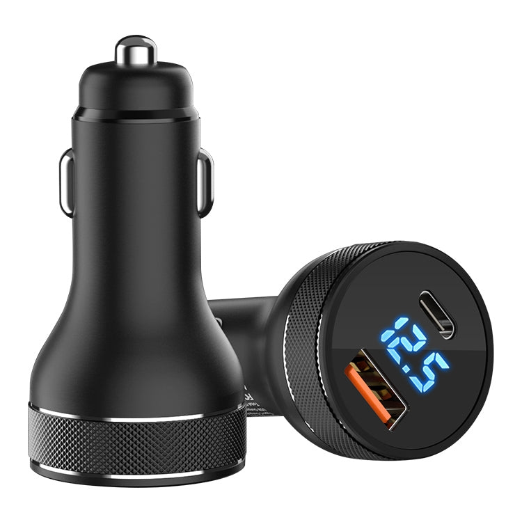 ACC-568 PD 20W USB-C / Type-C + USB Digital Display Fast Charge Car Charger (Black) - Car Charger by PMC TechLife | Online Shopping South Africa | PMC TechLife