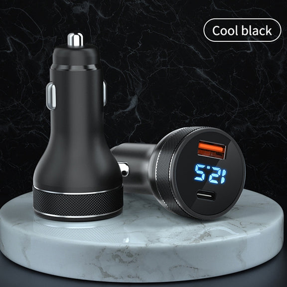 ACC-568 PD 20W USB-C / Type-C + USB Digital Display Fast Charge Car Charger (Black)