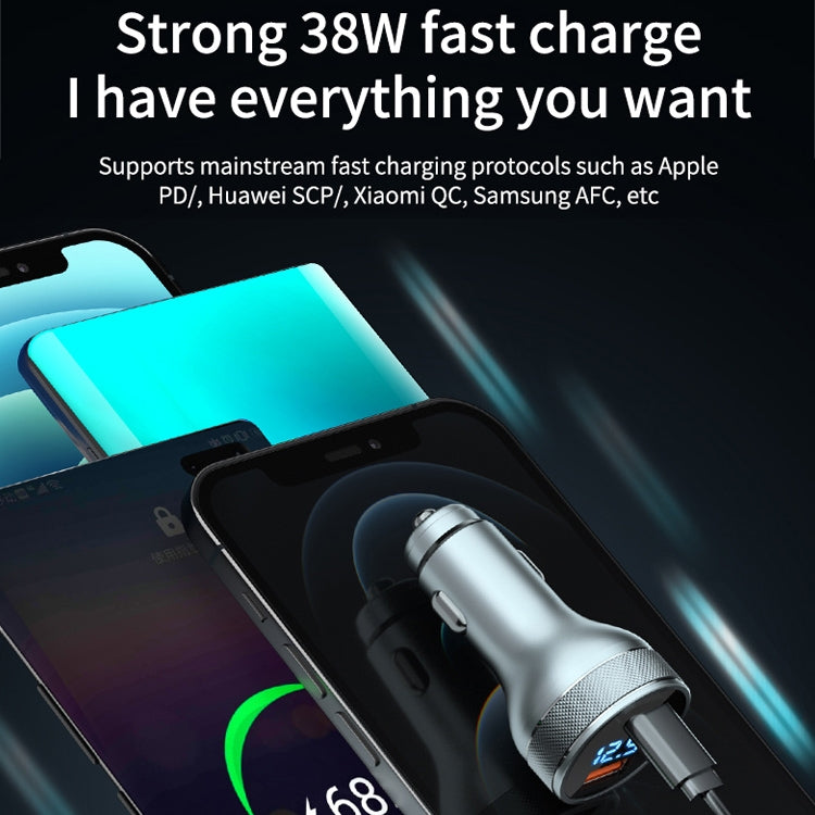 ACC-568 PD 20W USB-C / Type-C + USB Digital Display Fast Charge Car Charger (Black) - Car Charger by PMC TechLife | Online Shopping South Africa | PMC TechLife