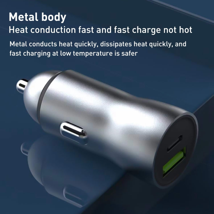 20W PD+22.5W USB Ports Car Charger, Compatible with Android and IOS (Grey)