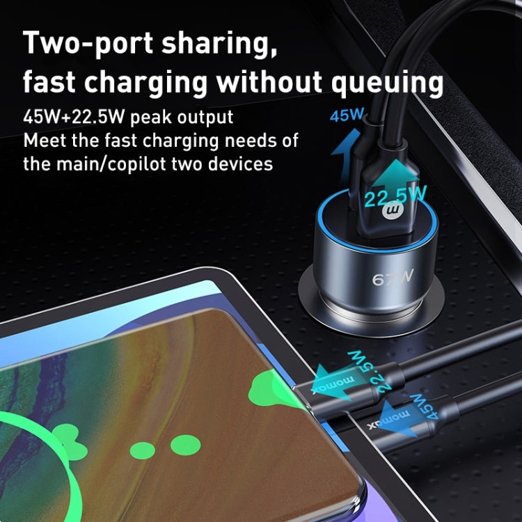 MOMAX UC16E 67W USB-C / Type-C + USB Dual Ports Car Charger - free shipping - PMC TechLife - Order now!