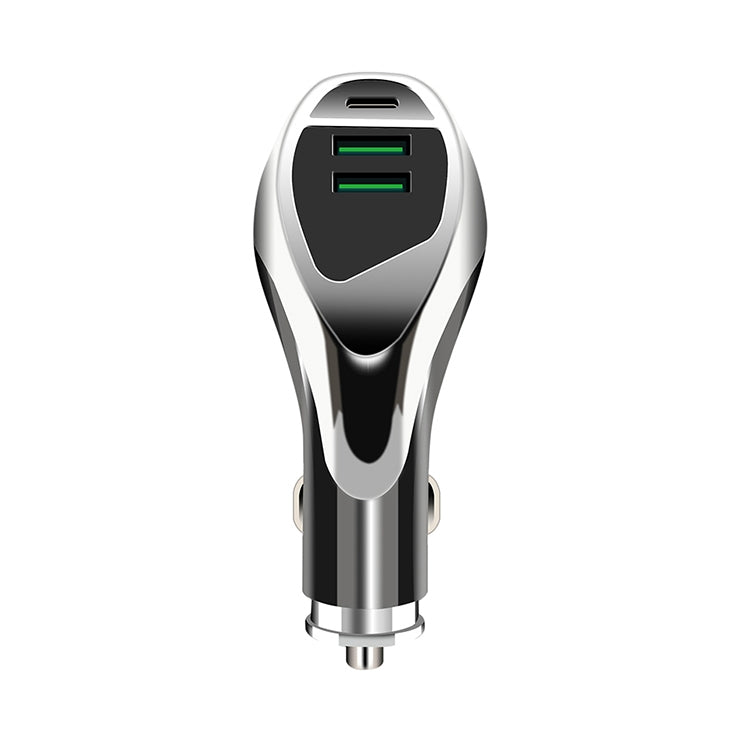 WLX-K1 QC3.0 Dual USB + Type-C Triple Car Charger (Silver) - Car Charger by PMC TechLife | Online Shopping South Africa | PMC TechLife