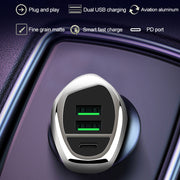 WLX-K1 QC3.0 Dual USB + Type-C Triple Car Charger (Silver)