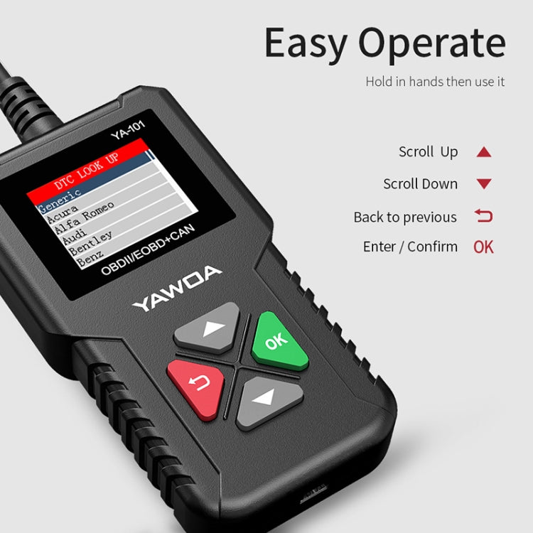 YA101 Car Mini Code Reader OBD2 Fault Detector Diagnostic Tool - Code Readers & Scan Tools by PMC TechLife | Online Shopping South Africa | PMC TechLife