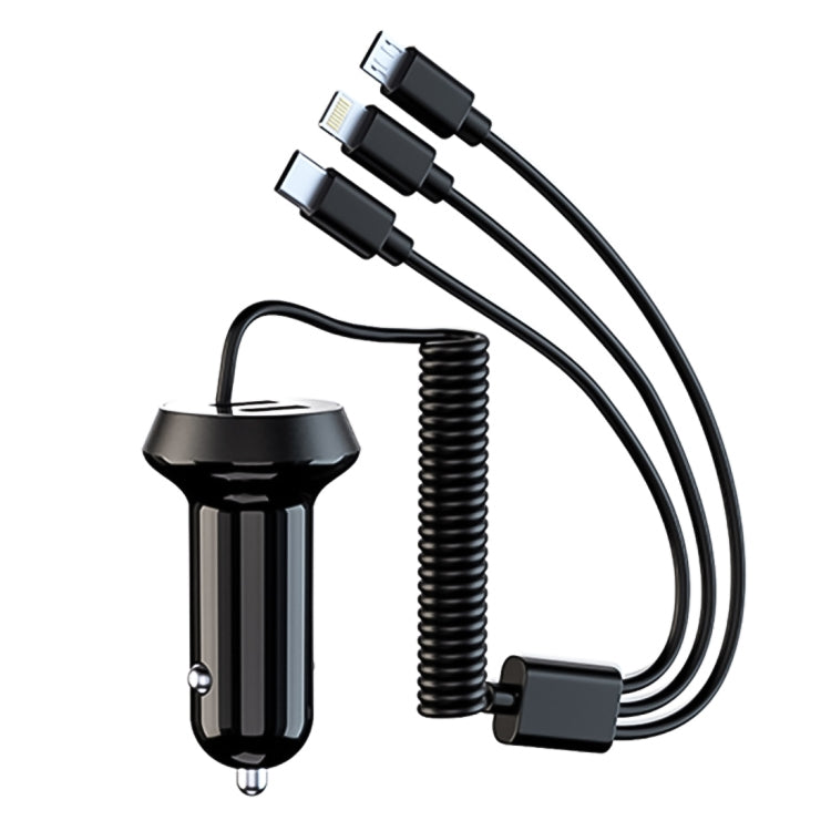 Universal Car 3 in 1 Quick Charger Dual Port USB Charger Power Outlet Adapter, Cable Length: 55cm - Car Charger by PMC TechLife | Online Shopping South Africa | PMC TechLife