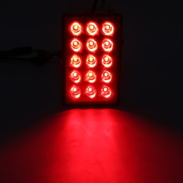 DC12V 1W Car Square Highlight Brake Lights Reversing Light with 15LEDs SMD-3528 (Red)