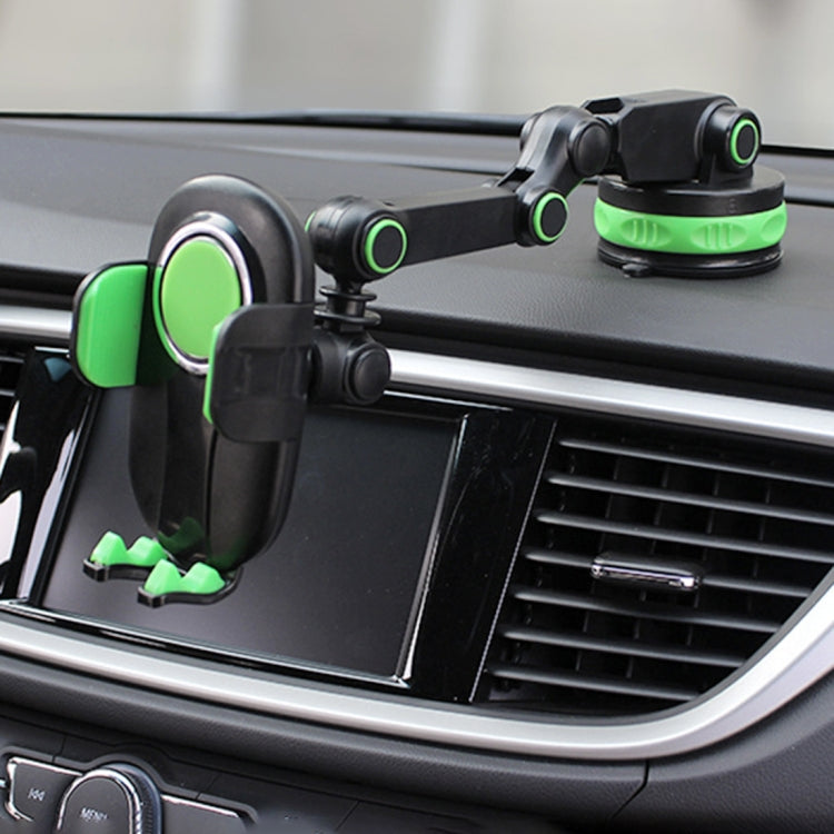 ZP-X0466 Car 360 Degree Rotating Telescopic Folding Round Suction Cup Mobile Phone Holder(Green) - Car Holders by PMC TechLife | Online Shopping South Africa | PMC TechLife
