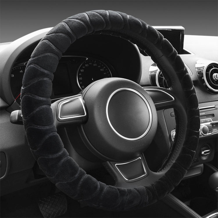 Car Universal Short Plush Warm Anti-skid Steering Wheel Cover, Adaptation Steering Wheel Diameter: 38cm (Black) - Steering Wheel Accessories by PMC TechLife | Online Shopping South Africa | PMC TechLife | Buy Now Pay Later Mobicred