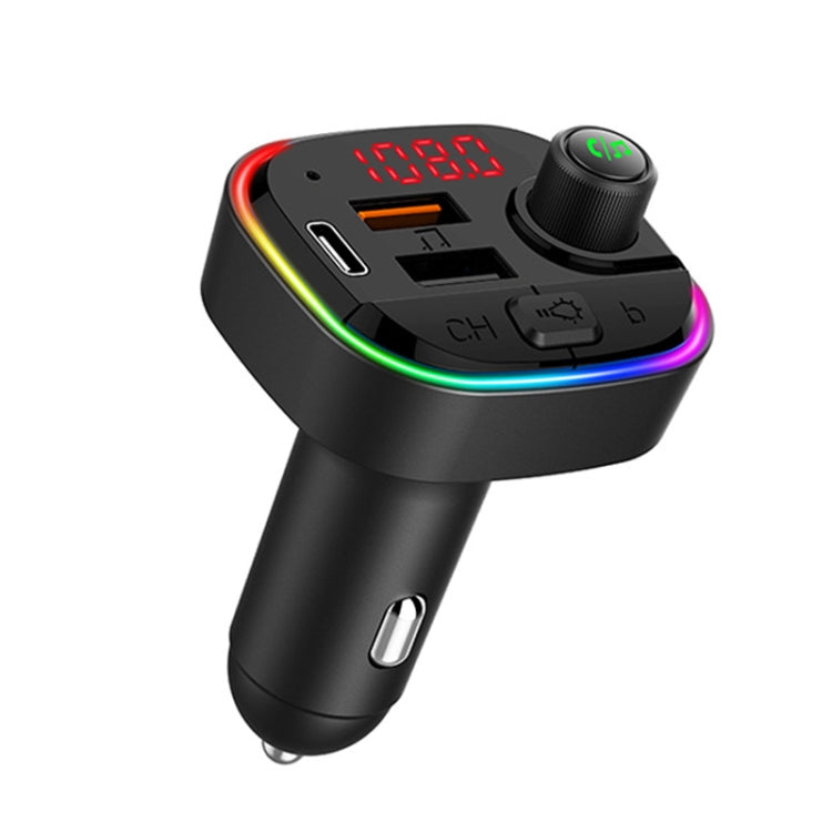 C13 Multifunctional Car Dual USB PD Fast Charger Bluetooth FM Transmitter with Atmosphere Light - free shipping - PMC TechLife - Order now!