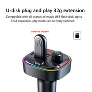 C13 Multifunctional Car Dual USB PD Fast Charger Bluetooth FM Transmitter with Atmosphere Light