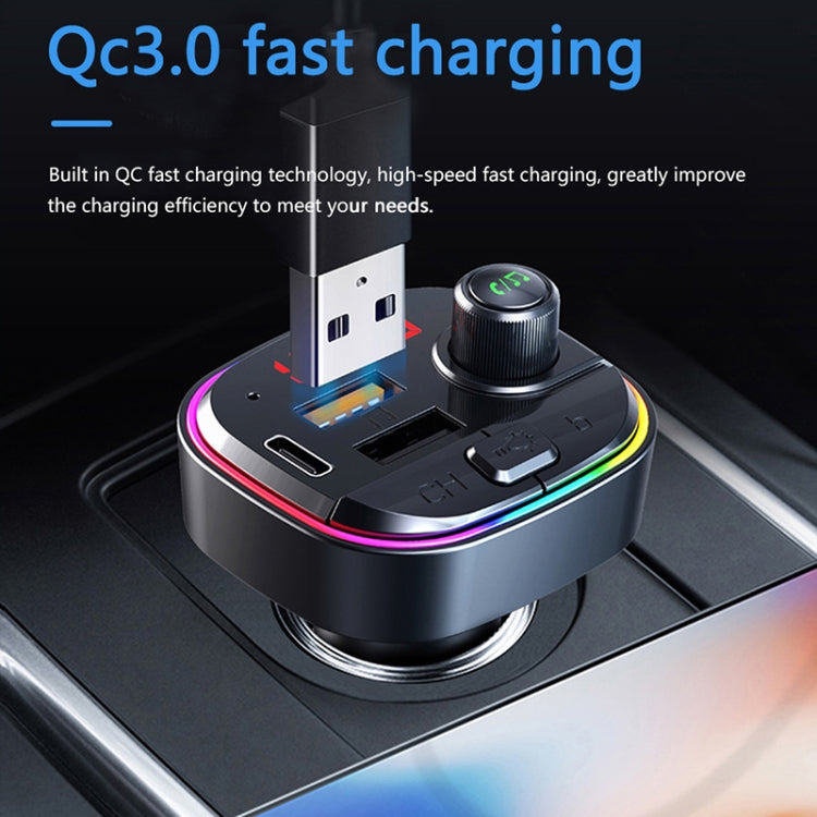 C13 Multifunctional Car Dual USB PD Fast Charger Bluetooth FM Transmitter with Atmosphere Light - free shipping - PMC TechLife - Order now!