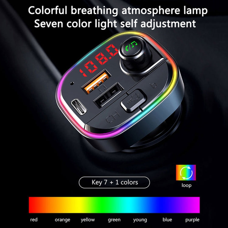 C13 Multifunctional Car Dual USB PD Fast Charger Bluetooth FM Transmitter with Atmosphere Light - free shipping - PMC TechLife - Order now!