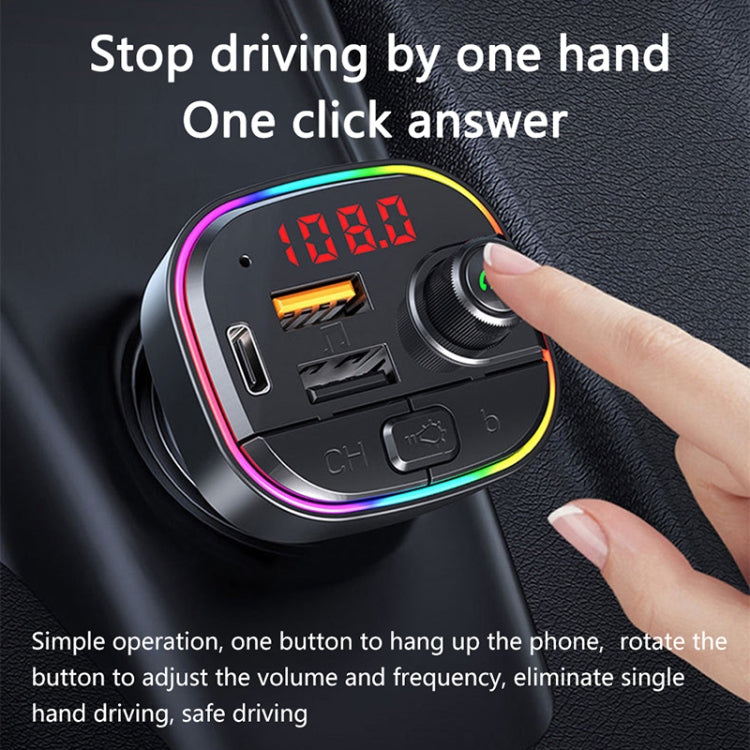 C13 Multifunctional Car Dual USB PD Fast Charger Bluetooth FM Transmitter with Atmosphere Light - free shipping - PMC TechLife - Order now!