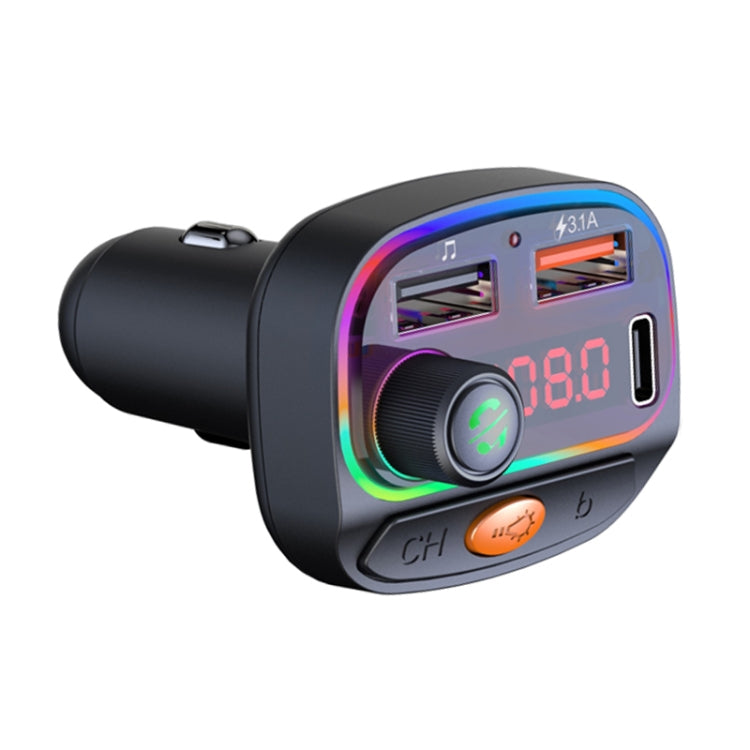 C15 Multifunctional Car Dual 3.1A+Type-C USB Charger Bluetooth FM Transmitter with Atmosphere Light - Bluetooth Car Kits by PMC TechLife | Online Shopping South Africa | PMC TechLife | Buy Now Pay Later Mobicred