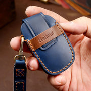 Hallmo Car Cowhide Leather Key Protective Cover Key Case for Hyundai IX35 A Style(Brown)