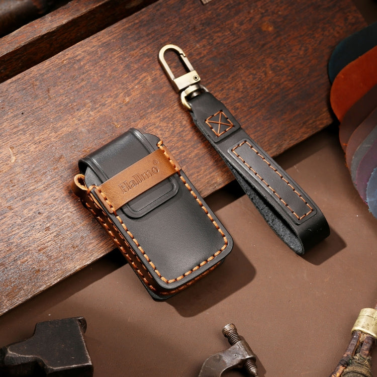 Hallmo Car Cowhide Leather Key Protective Cover Key Case for Honda Civic / Accord 4-button(Black) - Car Key Cases by Hallmo | Online Shopping South Africa | PMC TechLife | Buy Now Pay Later Mobicred